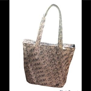 Nike Nylon Tote Bag Double Handles Top Zip White/Gray Logo Large 15.5X13 Gym